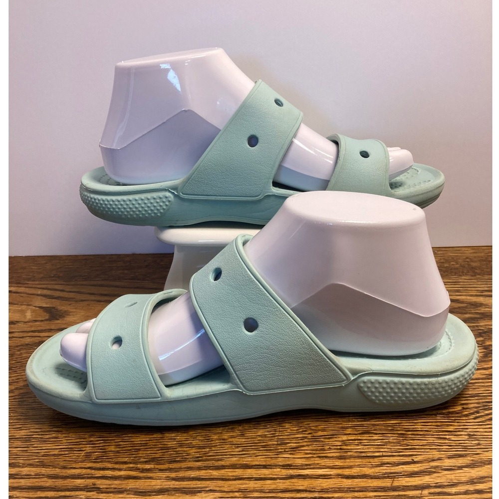 Crocs Classic Sandals Light Blue Mint Double Strap Slides Womens 8 Mens 6 - Picture 2 of 6